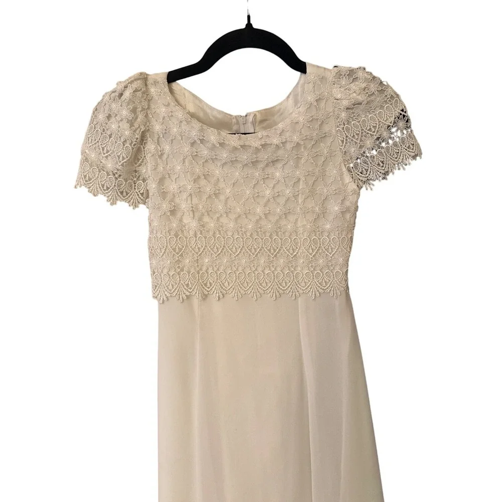 Vintage Joy Dress Girls Size 8 White‎ Lace Acetate/Polyester Short Sleeve Formal
